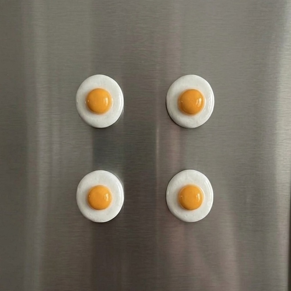 8pc Egg Fridge Magnet Set – Handmade – Yellow & White